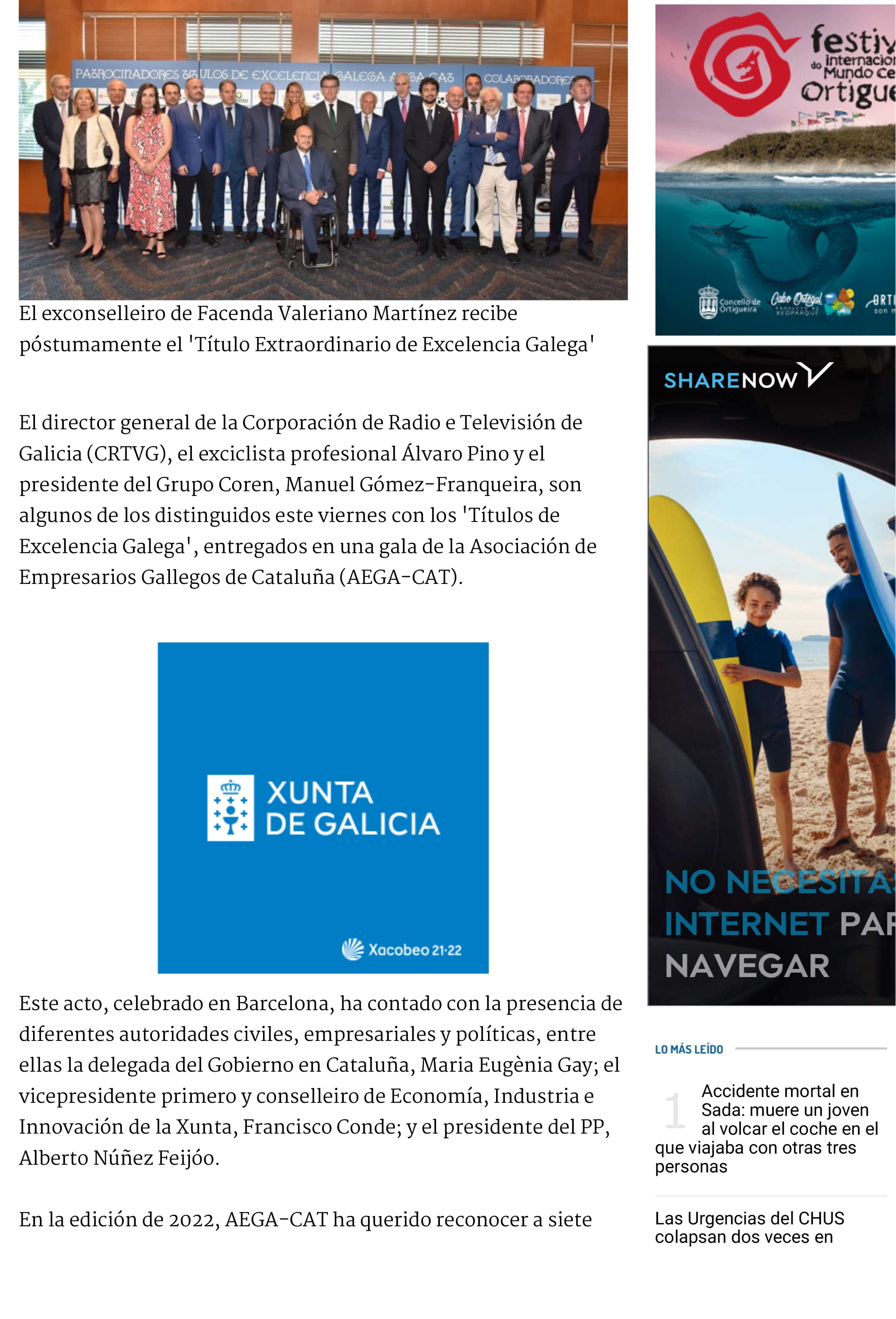El director de la CRTVG y el exciclista lvaro Pino distinguidos por los empresarios gallegos en Catalua-2