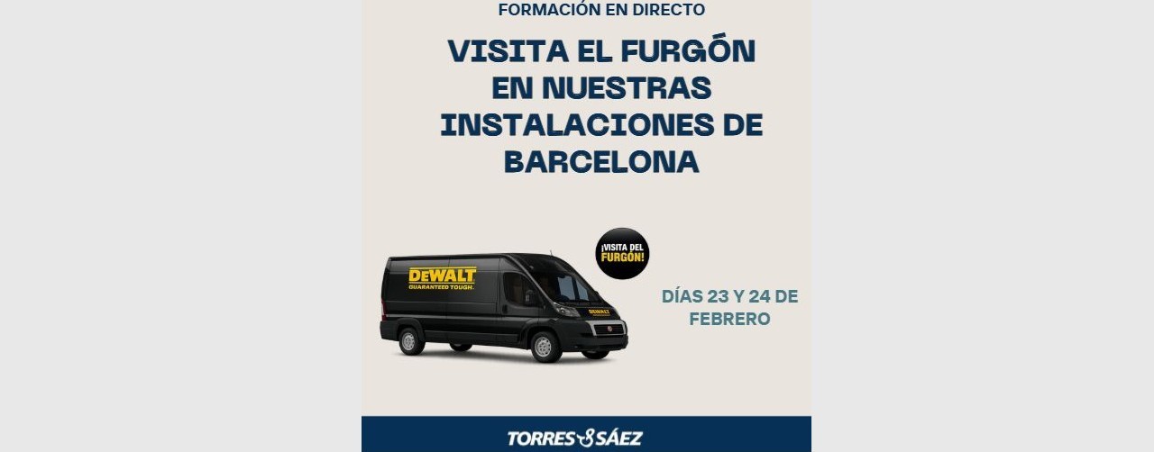 El furgón DEWALT estará en la tienda Torres & Sáez de Barcelona